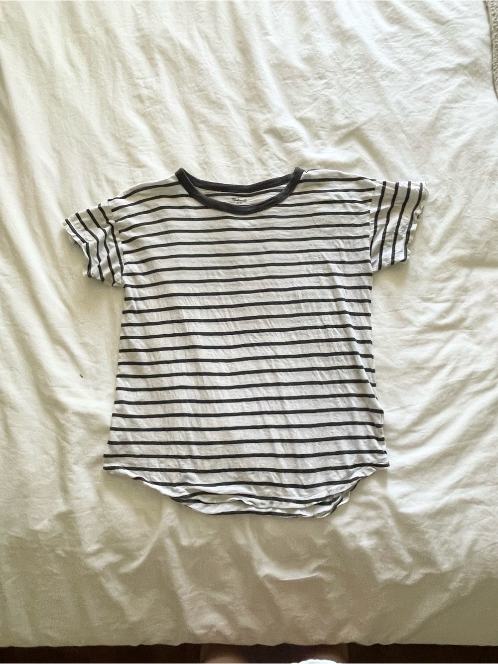 Madewell Black and White Striped Crewneck Tee